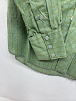 New Men’s Panhandle Slim Green Plaid Long Sleeve Pearl Snap Size 12 KK-61
