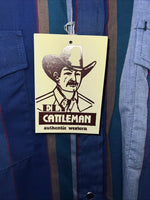 New Men’s Blue ELY Cattleman Pearl Snap Long Sleeve Shirt. 16x35 Large P-57