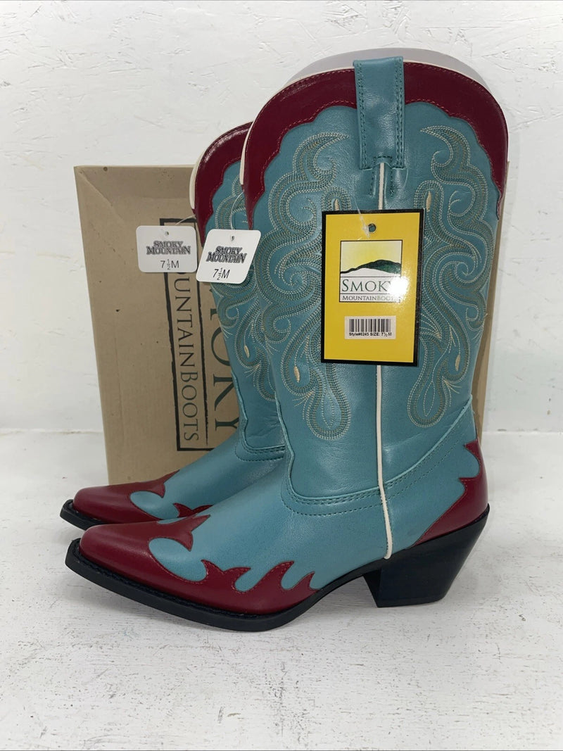 New Women’s Blue Smoky Mountain Cowboy Boots. 6245 7.5 7 1/2 M. 17-11