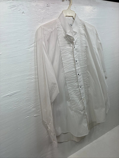 New Formal Mart White Long Sleeve Button Up English Shirt Large X-102