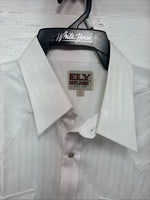 New Men’s ELY Cattleman White Designed Long Sleeve Pearl Snap 16.5 Large Q-102