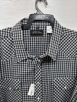 New Men’s White Horse Black White Checkered Long Sleeve Pearl Snap 3XL E-59