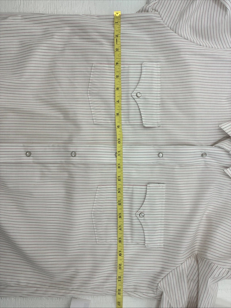 New Men’s H Bar C White Stripe Long Sleeve Pearl Snap 16.5 Large AA-38