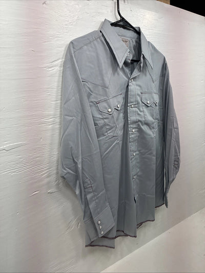 New Men’s Dee-Cee Gray Red Long Sleeve Pearl Snap 16 X 33 Large R-10