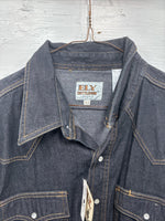 New Men’s ELY Cattleman Dark Wash Jean Long Sleeve Pearl Snap XL Q-44