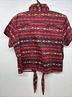 New Women’s Cumberland Red Design Short Sleeve Button Up Large MM-121