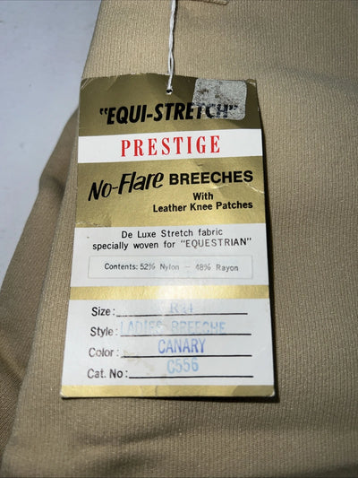 New Women’s Tan Equestrian Equi-stretch No Flare English Breeches. 24 R C-43