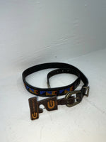New Black Genuine Leather Chambers Beaded 28” Belt #PR485 JJ-136