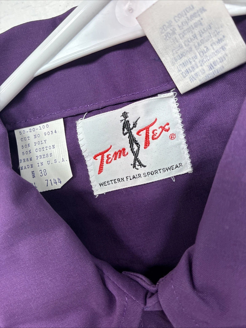 New Women’s Tem Tex Purple Long Sleeve Pearl Snap Size 38 II-21