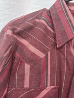 New Men’s H Bar C Pink Stripe Long Sleeve Pearl Snap 15.5 X 34 Medium T-75