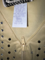 New Women Yellow With Bling 1849 Cut Off Zip Up Vest S #77872 3B-65