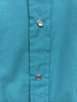New Men’s ELY Cattleman Teal Western Long Sleeve Pearl Snap 16.5 X 35 Large T-59