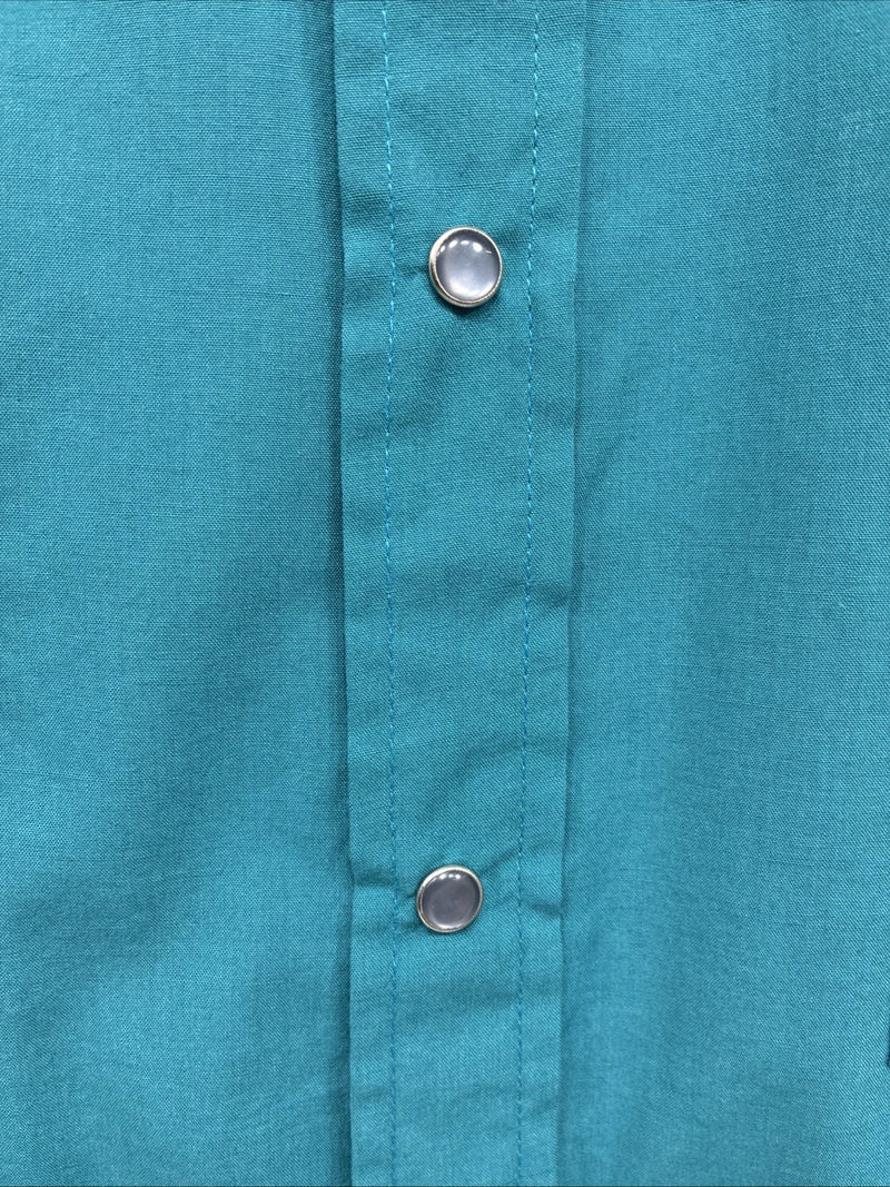 New Men’s ELY Cattleman Teal Western Long Sleeve Pearl Snap 16.5 X 35 Large T-59