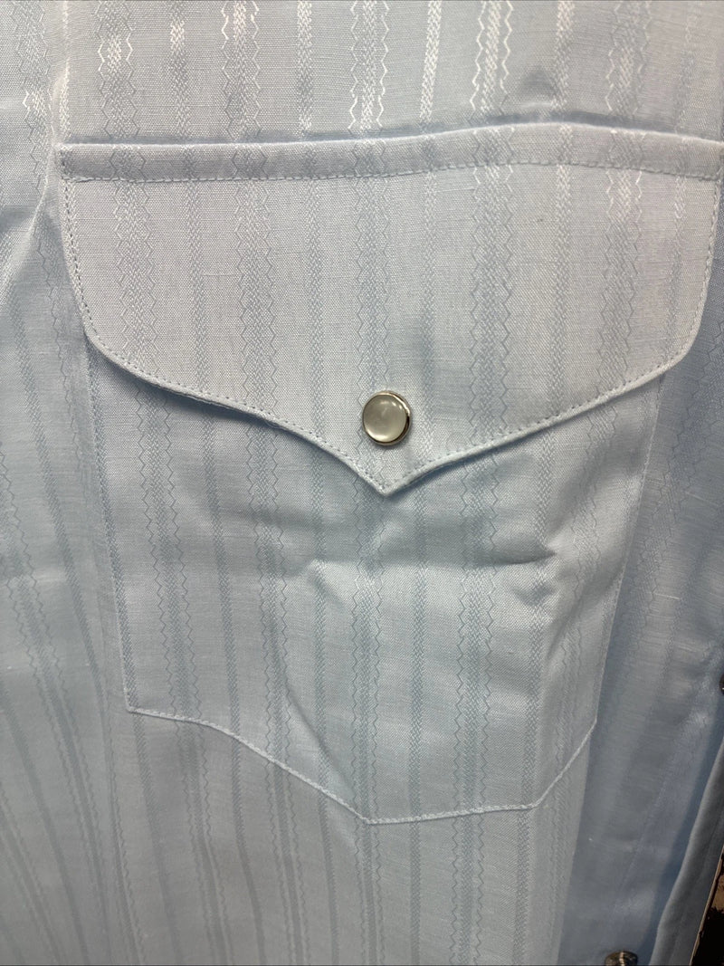 New Men’s Panhandle Slim Blue Stripe Long Sleeve Pearl Snap 2XL H-59