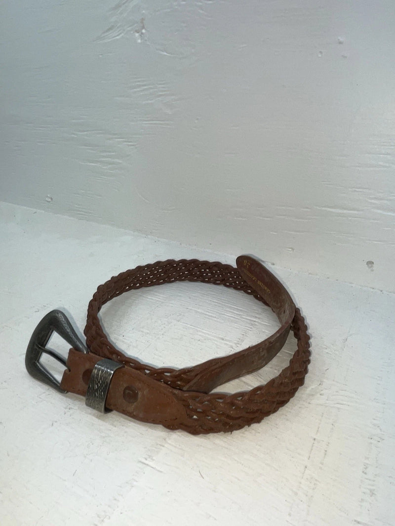 New Brown Genuine Leather Braided 28” Belt #02/4710 NN-17
