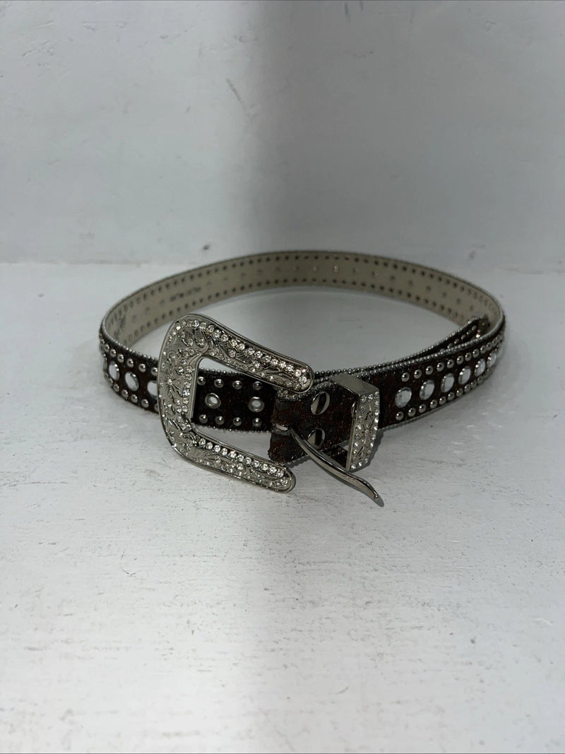 New Brown Blazin Roxx Genuine Leather Bling Belt Large #N3510002 W-14