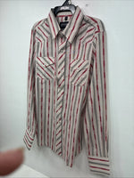 New Kids White Horse red Stripe Long Sleeve Pearl Snap XL DD-58