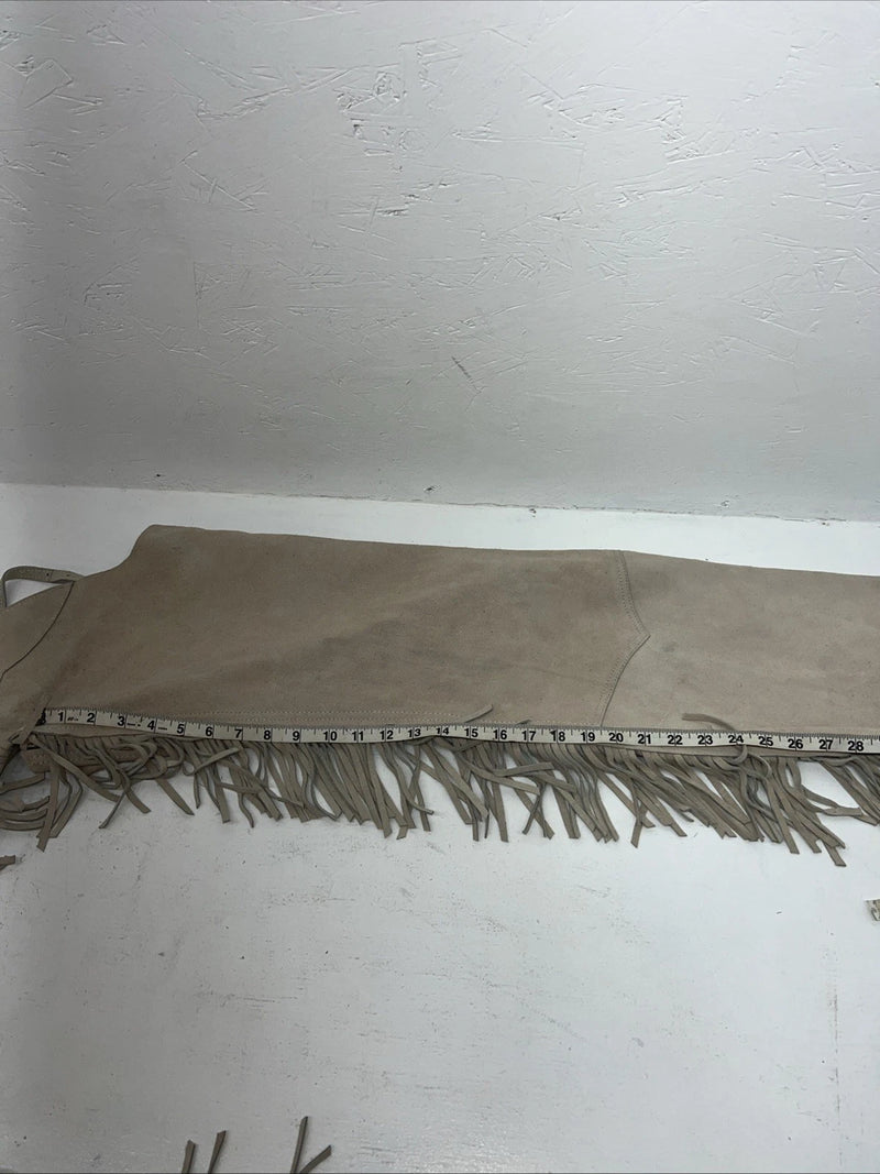 NOS Tan Show Chaps With Fringe Adjustable Waist 42” I-80