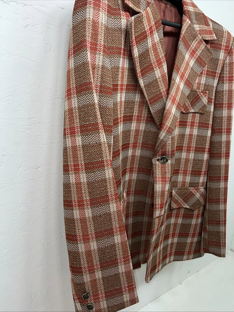 New Men’s Pioneer Wear Red Plaid Suit Jacket 44 #554 LL-608