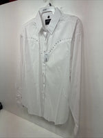 New Women’s White Horse White Gem Long Sleeve Pearl Snap 2XL II-1