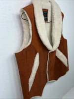 New Women’s Steerbrand Orange Leather Wool Vest XL Q-601