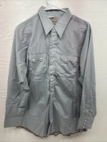 New Men’s Dee-Cee Grey Red Long Sleeve Pearl Snap 16.5 X 33 Large X-65