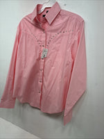 New Women’s White Horse Pink Long Sleeve Pearl Snap Small DD-99
