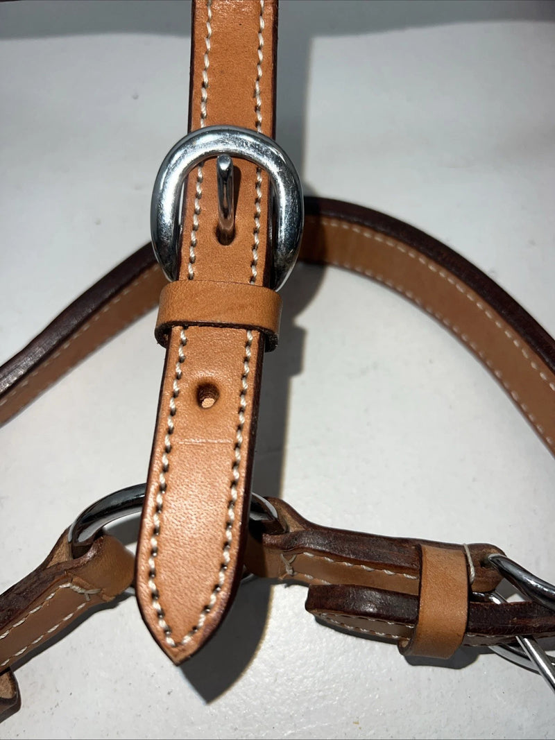 New Light Oil Brown Leather Jewl Bling Full horse Show Halter 3C-17