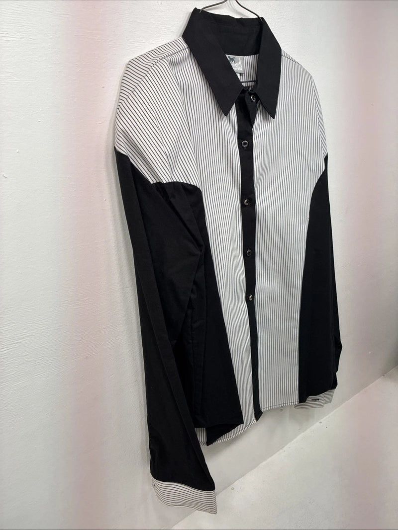 Me Women’s Cowboy Threads Black White Long Sleeve Button Up XL LL-38