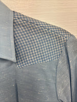 New Men’s DR Westerns Baby Blue Designed Long Sleeve Pearl Snap 10 Small J-50
