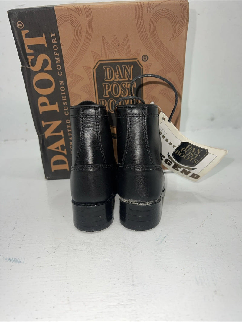 New Infant Dan Post Black Ostrich Print Lace Up Cowboy Boots. 4 D. 24-1