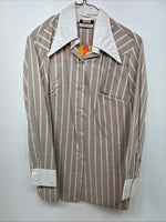 New Women’s Fenton Tan Stripe Long Sleeve Button Up Size 16 II-55