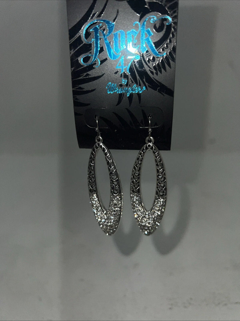 New Women’s Rock 47 Silver Oval Diamond Earrings. ER2704R47 A-90