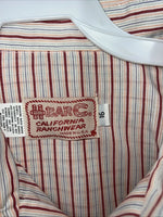 New Men’s Pink Stripped HbarC Ranchwear Short Sleeve Pearl Snap Shirt 16 L S-22