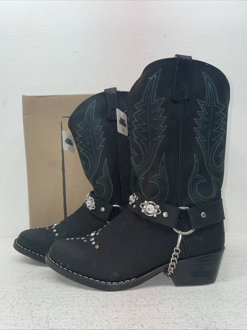 New Youth Black Smoky Mountain Cowboy Boots. 3283 Y 5. 2-116