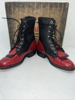 New Women’s Red And Black Laredo Cowboy Boots. 6 M. 20-114