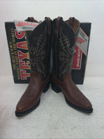 New Men’s Brown Texas Brand Cowboy Boots. 1231 7.5 7 1/2 D. 3-154