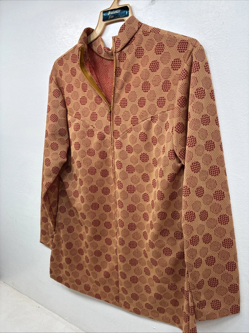 New Women’s Panhandle Slim Tan Red Long Sleeve Half Zip Shirt Size 18 TT-90