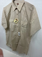 New Men’s ELY Cattleman Tan Short Sleeve Pearl Snap 16.5 Large CC-3