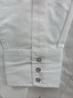 New Men’s ELY Cattleman White Blue Tan Western Long Sleeve Pearl Snap XL R-55