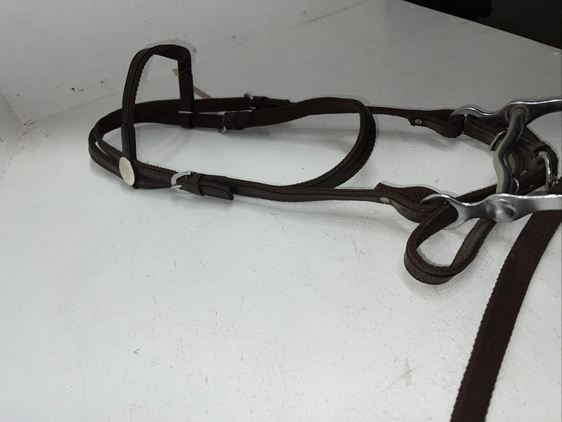 New Tough 1 Brown Nylon Browband Headstall With Bit Split Reins #42-7499 W-33
