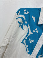 New Women’s Mine & Bills White Blue Long Sleeve Button Up Medium MM-112