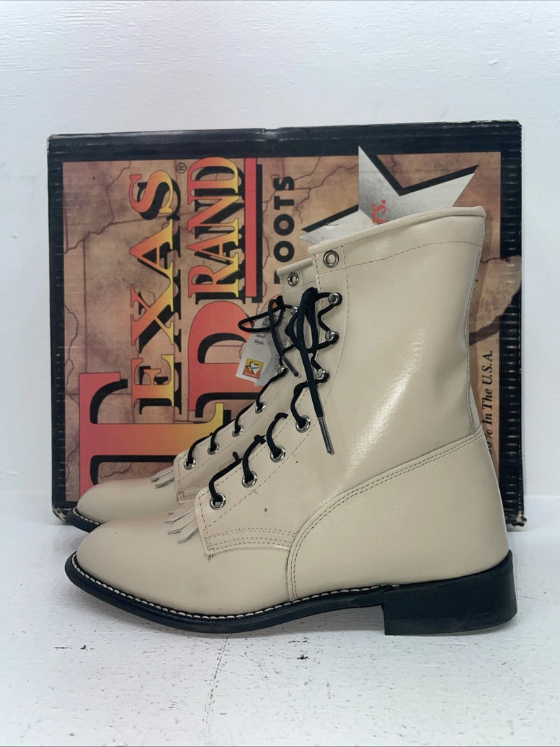 New Women’s Cream Texas Brand Cowboy Boots. 4469 & M. 16-108