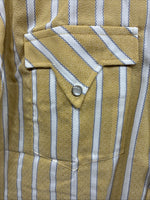 New Men’s Fenton Yellow White Stripe Long Sleeve Pearl Snap 16 Large X-110