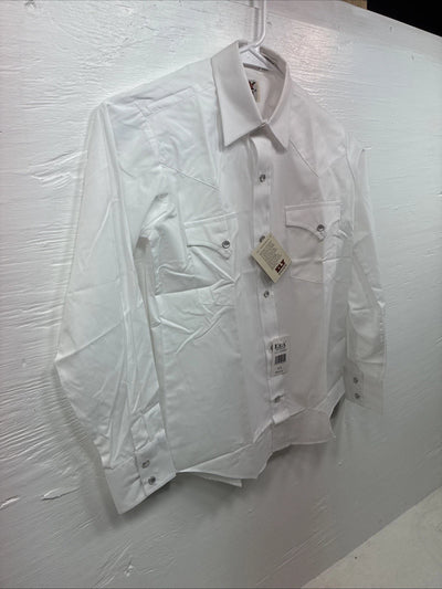New Kids ELY Classic White Long Sleeve Pearl Snap Size 12 CC-113