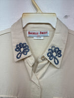 New Women’s Rochelle Forest Tan Designed Long Sleeve Button Up Medium YY-85