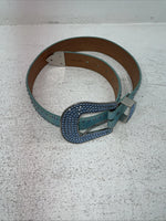 New Blue Genuine Leather 3-D Belt Blue Bling 32” Belt #677 Z-3