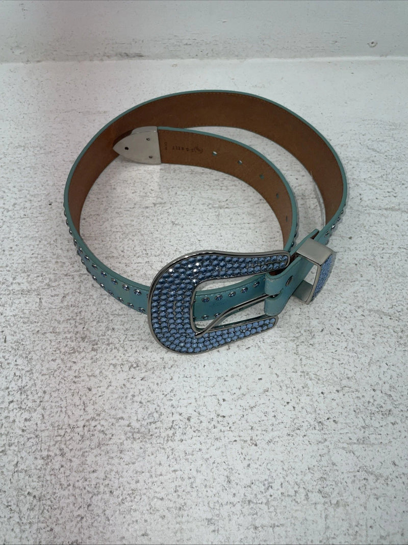 New Blue Genuine Leather 3-D Belt Blue Bling 32” Belt #677 Z-3
