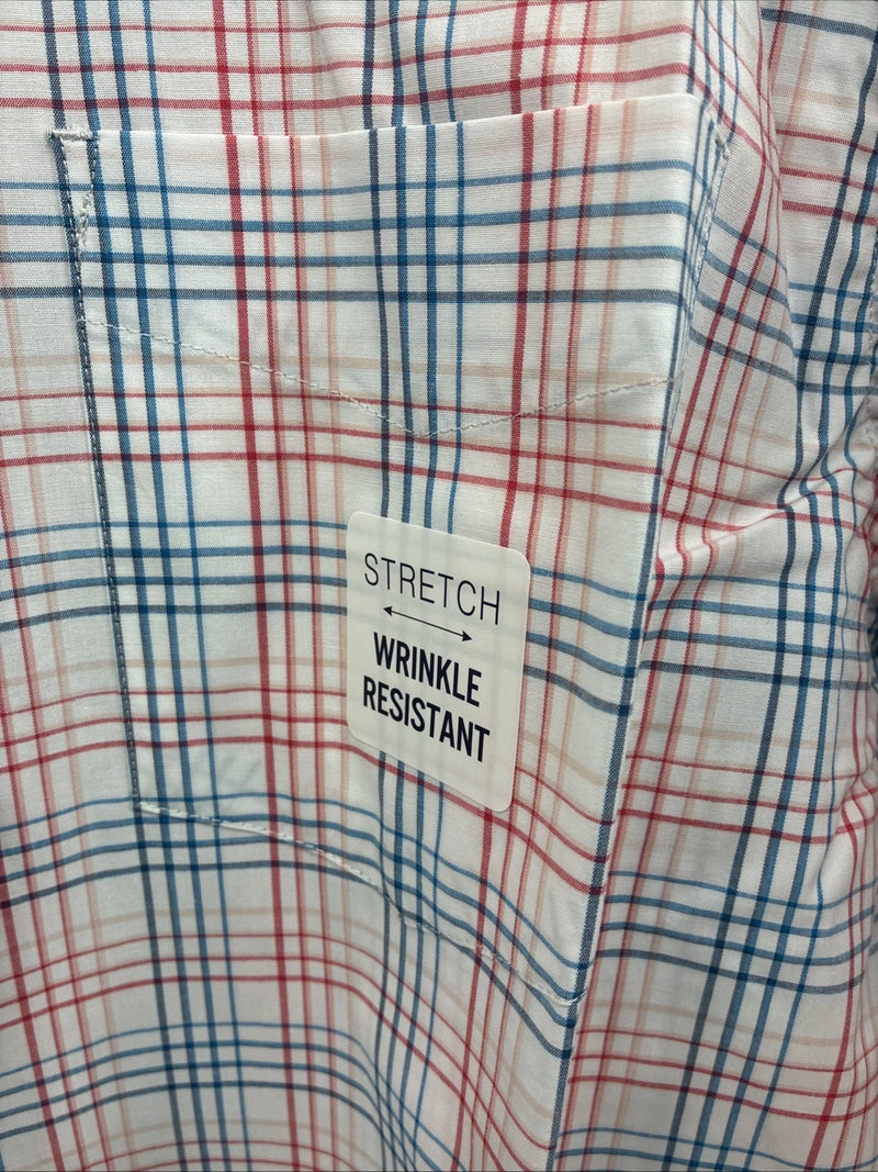 New Men’s ELY Cattleman White Multicolor Plaid Long Sleeve Button Up XL R-52