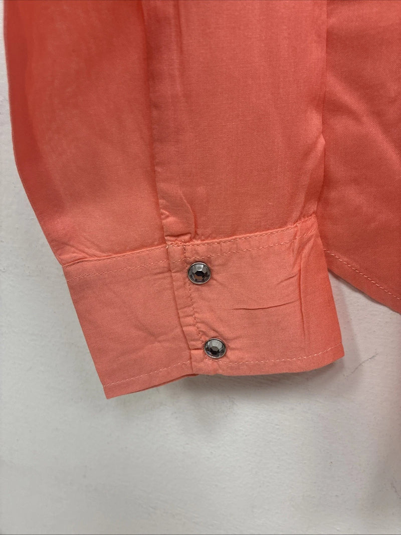 New Women’s Cumberland Pink Design Long Sleeve Pearl Snap Small KK-54